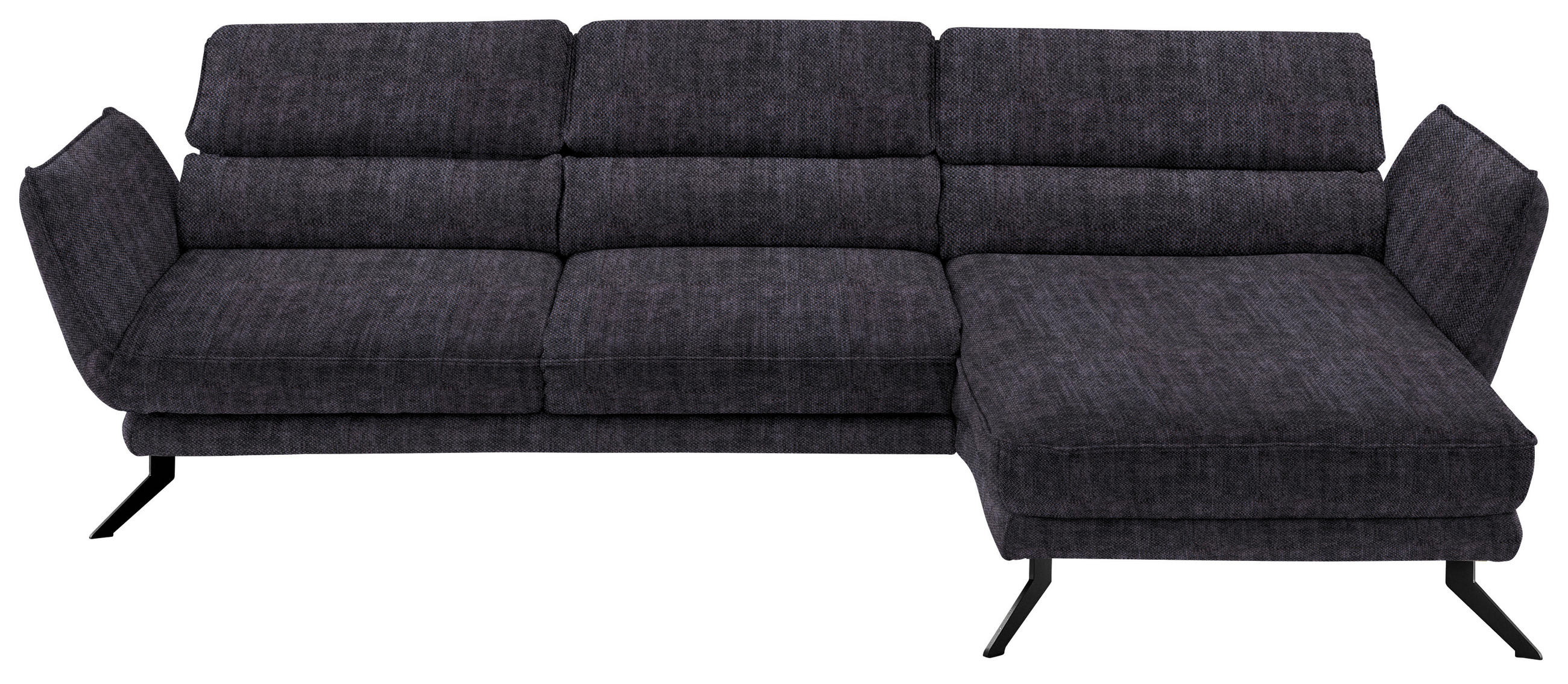 ECKSOFA in Velours Anthrazit  283/153 cm  - Anthrazit/Schwarz, Design, Textil/Metall (283/153cm) - Valdera