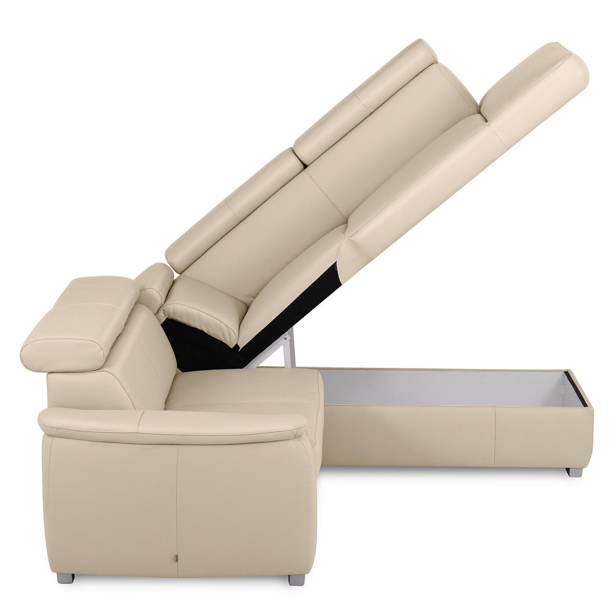 ECKSOFA  in Lederlook Echtleder Grau  - Silberfarben/Grau, Leder/Holz (262/211cm) - Celina Home