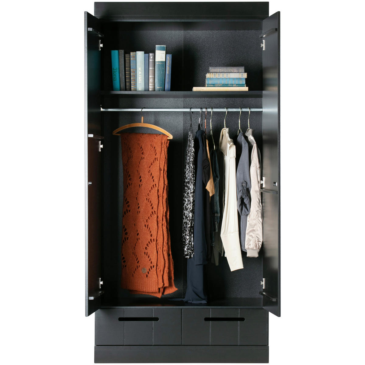 DREHTÜRENSCHRANK  in Schwarz  - Schwarz, Design, Holz (94/195/53cm) - Livetastic