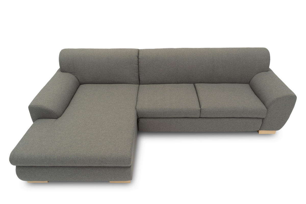 ECKSCHLAFSOFA NIKA Silberfarben Webstoff  - Silberfarben, Basics, Holz/Textil (277/156cm) - MID.YOU