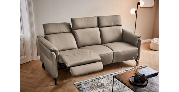 TRAPEZSOFA in Mikrofaser Taupe - Taupe/Schwarz, KONVENTIONELL, Textil/Metall (221/103/95cm) - Dieter Knoll