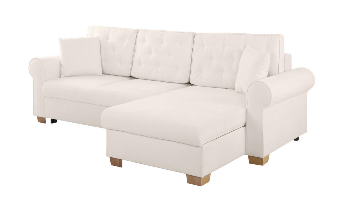 ECKSOFA Arles Creme  - Buchefarben/Creme, Design, Holz/Textil (266/161cm) - MID.YOU