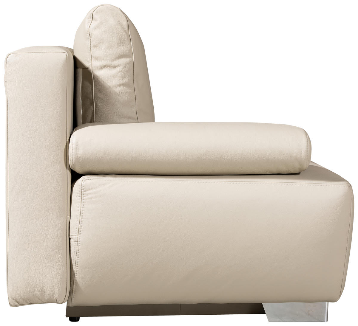SCHLAFSOFA Beige Echtleder  - Chromfarben/Beige, KONVENTIONELL, Leder/Metall (195/85/90cm) - Livetastic