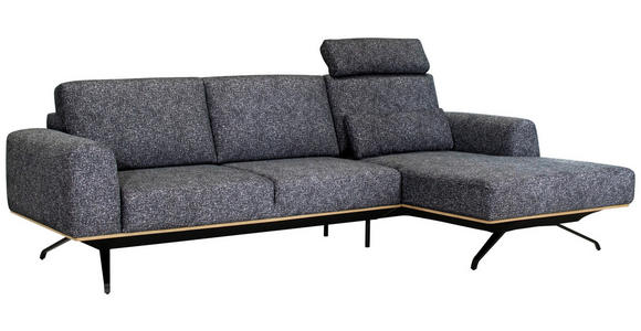 ECKSOFA in Struktur Graphitfarben  - Schwarz/Graphitfarben, Design, Textil/Metall (262/157cm) - Novel