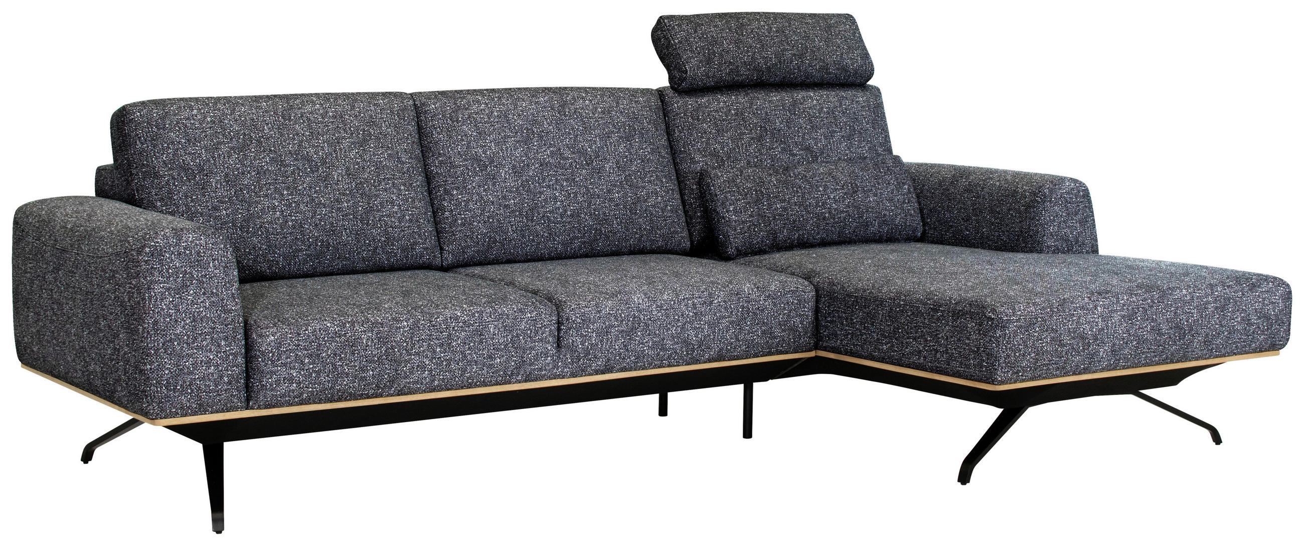 ECKSOFA in Struktur Graphitfarben  - Schwarz/Graphitfarben, Design, Textil/Metall (262/157cm) - Novel