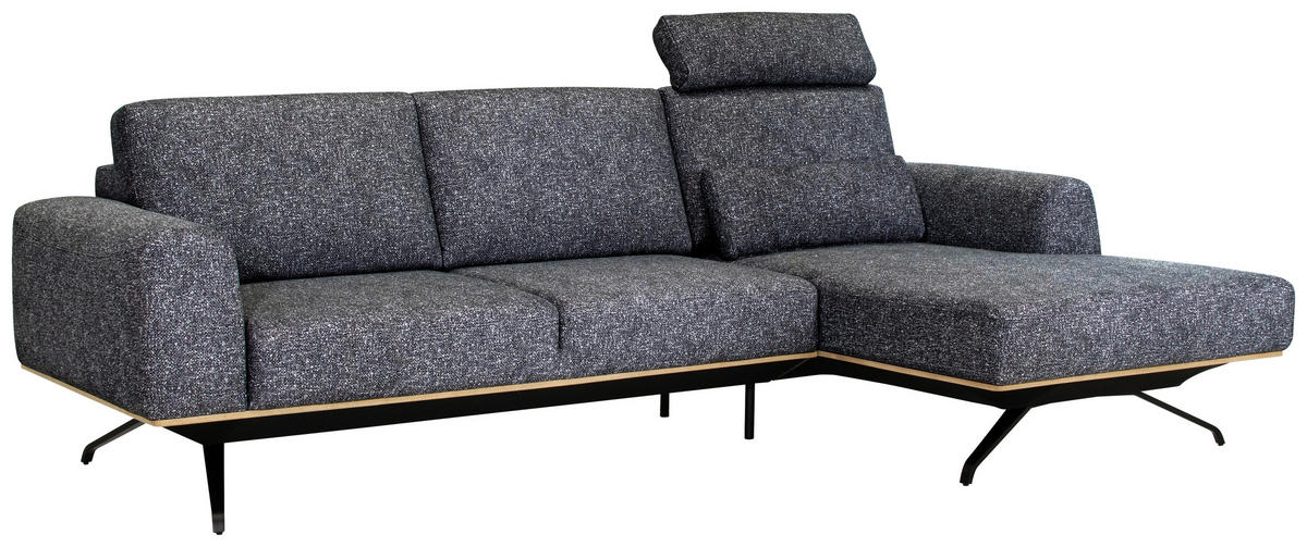 ECKSOFA in Struktur Graphitfarben  - Schwarz/Graphitfarben, Design, Textil/Metall (262/157cm) - Novel