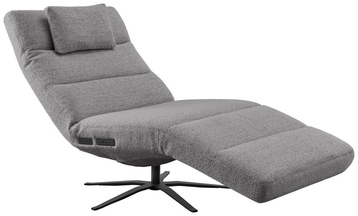 RELAXLIEGE inkl. Akku Flachgewebe Dunkelgrau  - Dunkelgrau/Schwarz, MODERN, Textil/Metall (82/53-115/156-206cm) - Pure Home Comfort