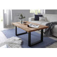 COUCHTISCH Eiche massiv 110/70/45 cm rechteckig Schwarz, Eichefarben  - Eichefarben/Schwarz, Design, Holz/Metall (110/70/45cm) - Linea Natura