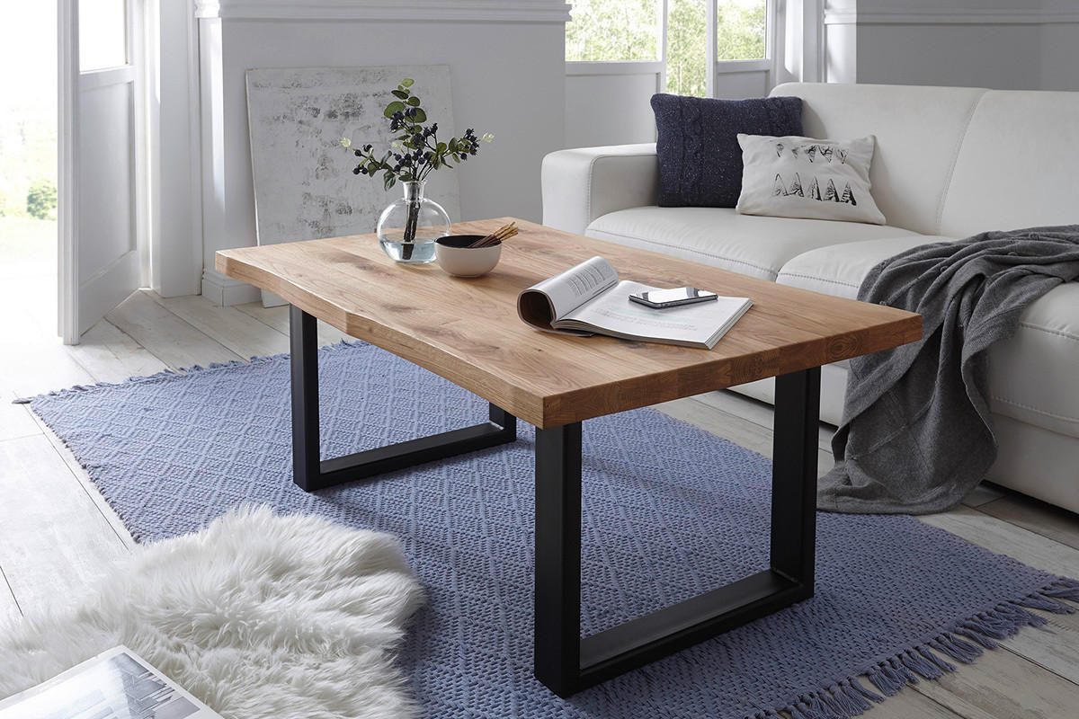 KONFERENČNÍ STOLEK, černá, barvy dubu, dřevo, kov, 110/70/45 cm - černá/barvy dubu, Design, kov/dřevo (110/70/45cm) - Linea Natura