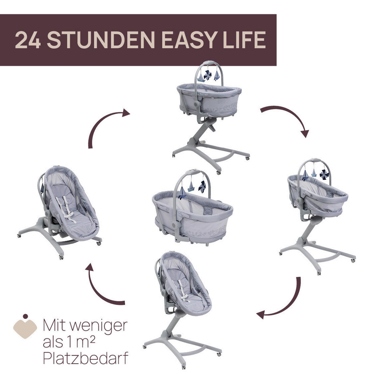 STUBENWAGEN BABY HUG PRO   - Grau, Basics (85/60/88-122cm) - Chicco