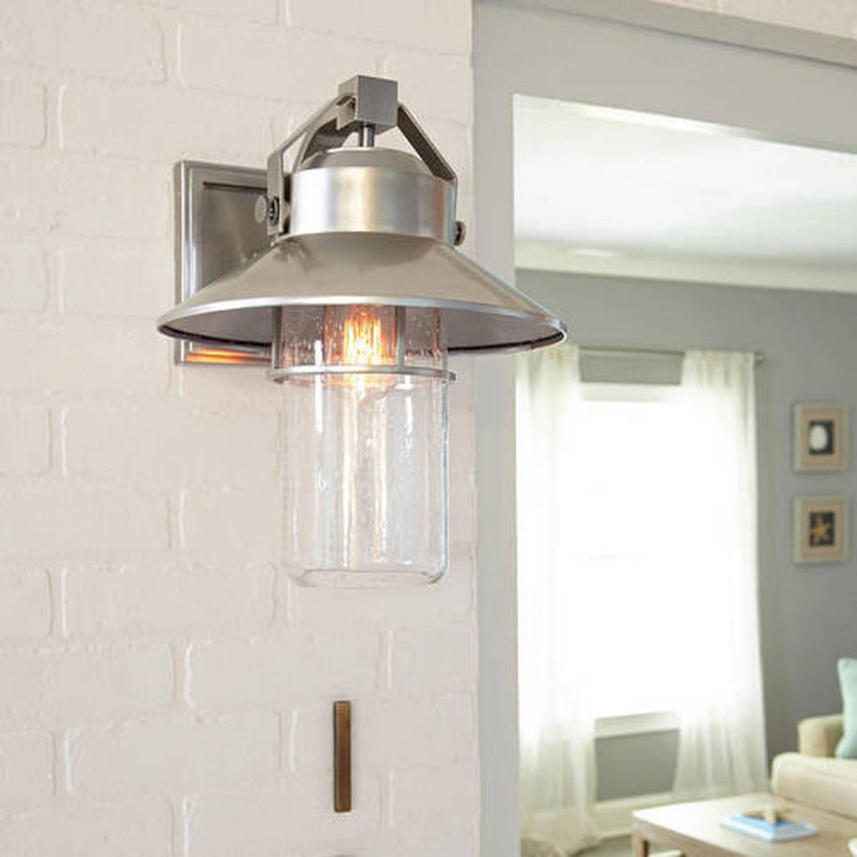 AUSSENWANDLEUCHTE - Edelstahlfarben, Konventionell, Glas/Kunststoff (22.9/27.3/27.1cm) - Elstead Lighting