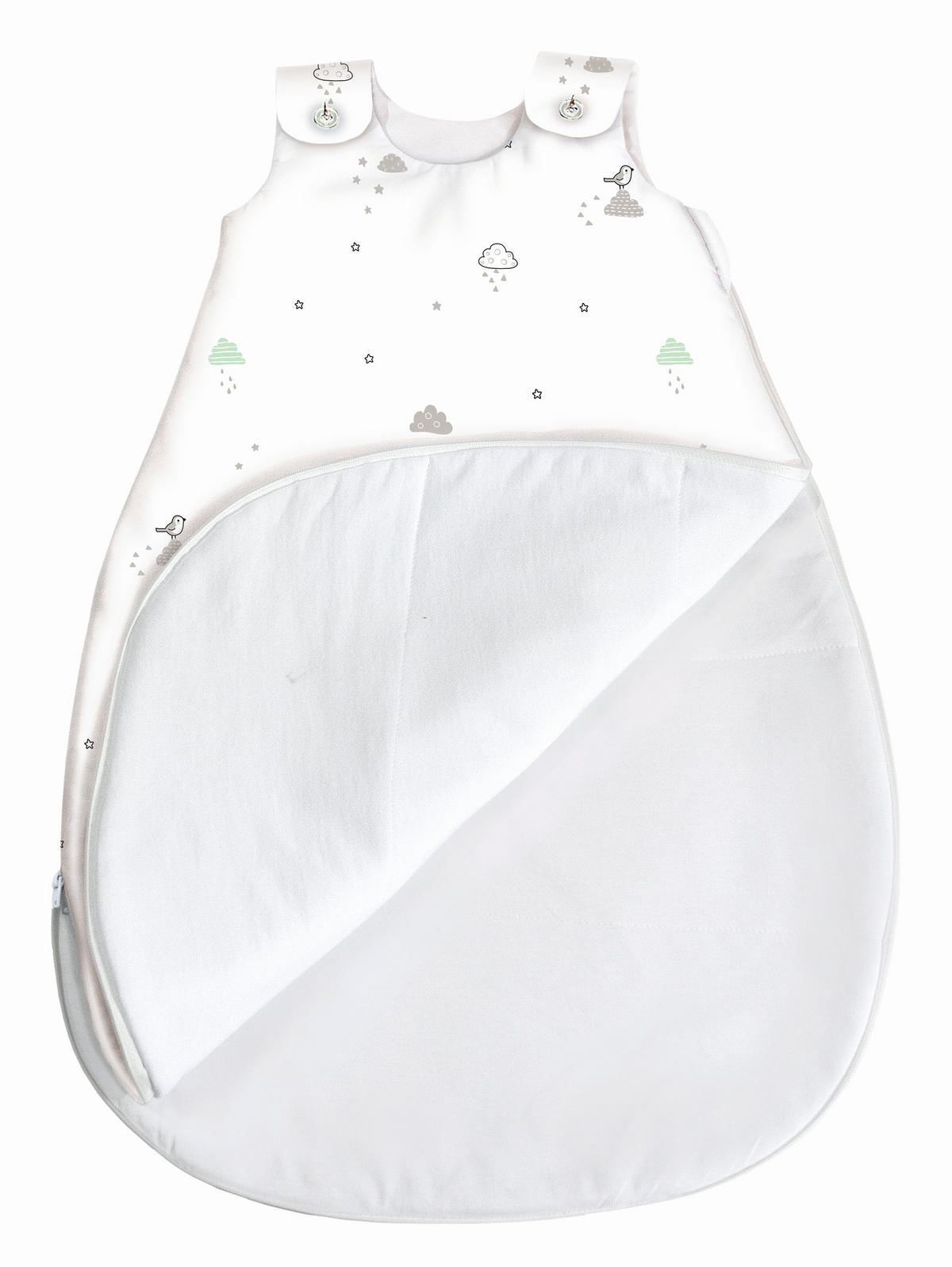 BABYSCHLAFSACK Modern Clouds    90   - Grau/Grün, Trend, Textil (90null) - Patinio