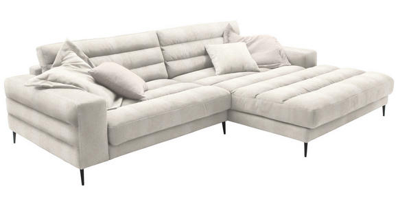 ECKSOFA in Flachgewebe Naturfarben  - Schwarz/Naturfarben, Design, Textil/Metall (296/207cm) - Dieter Knoll