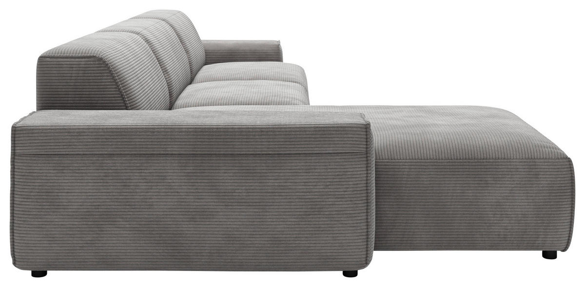 ECKSOFA in Cord Dunkelgrau  - Dunkelgrau/Schwarz, Design, Kunststoff/Textil (189/300cm) - Pure Home Lifestyle