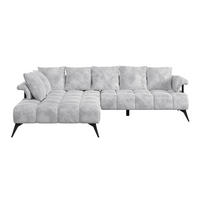 ECKSOFA in Flachgewebe Hellgrau  - Hellgrau/Schwarz, Modern, Kunststoff/Textil (200/297cm) - Livetastic