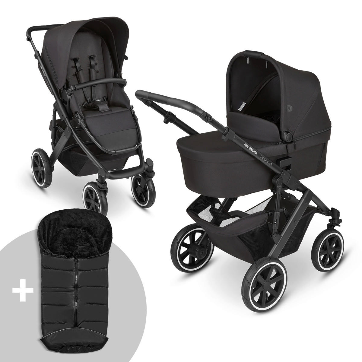 KOMBIKINDERWAGEN  Salsa 4 Air inkl. Winterfußsack  Ink  - Schwarz, Basics, Textil (95/63/101cm) - ABC Design