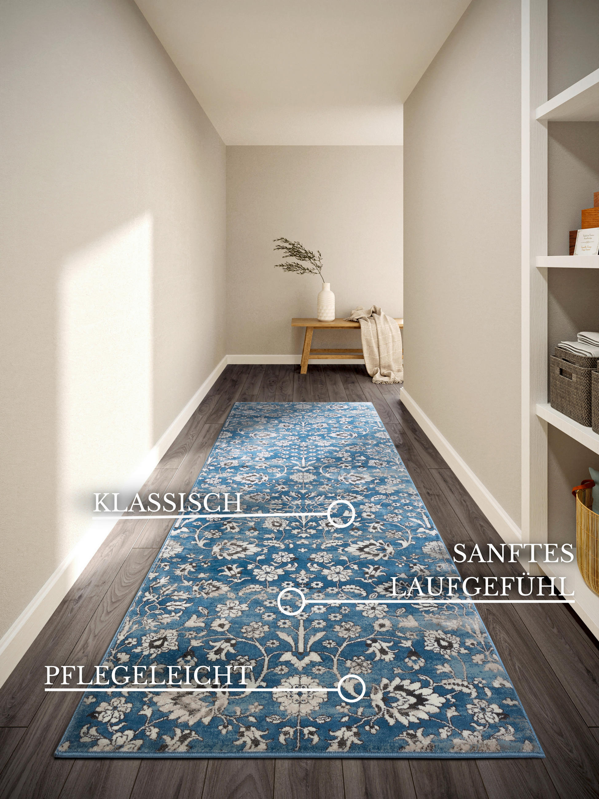LÄUFER 80/240 cm Kollektion 1869 Blau, Creme  - Blau/Creme, Design, Kunststoff/Textil (80/240cm) - Villeroy & Boch