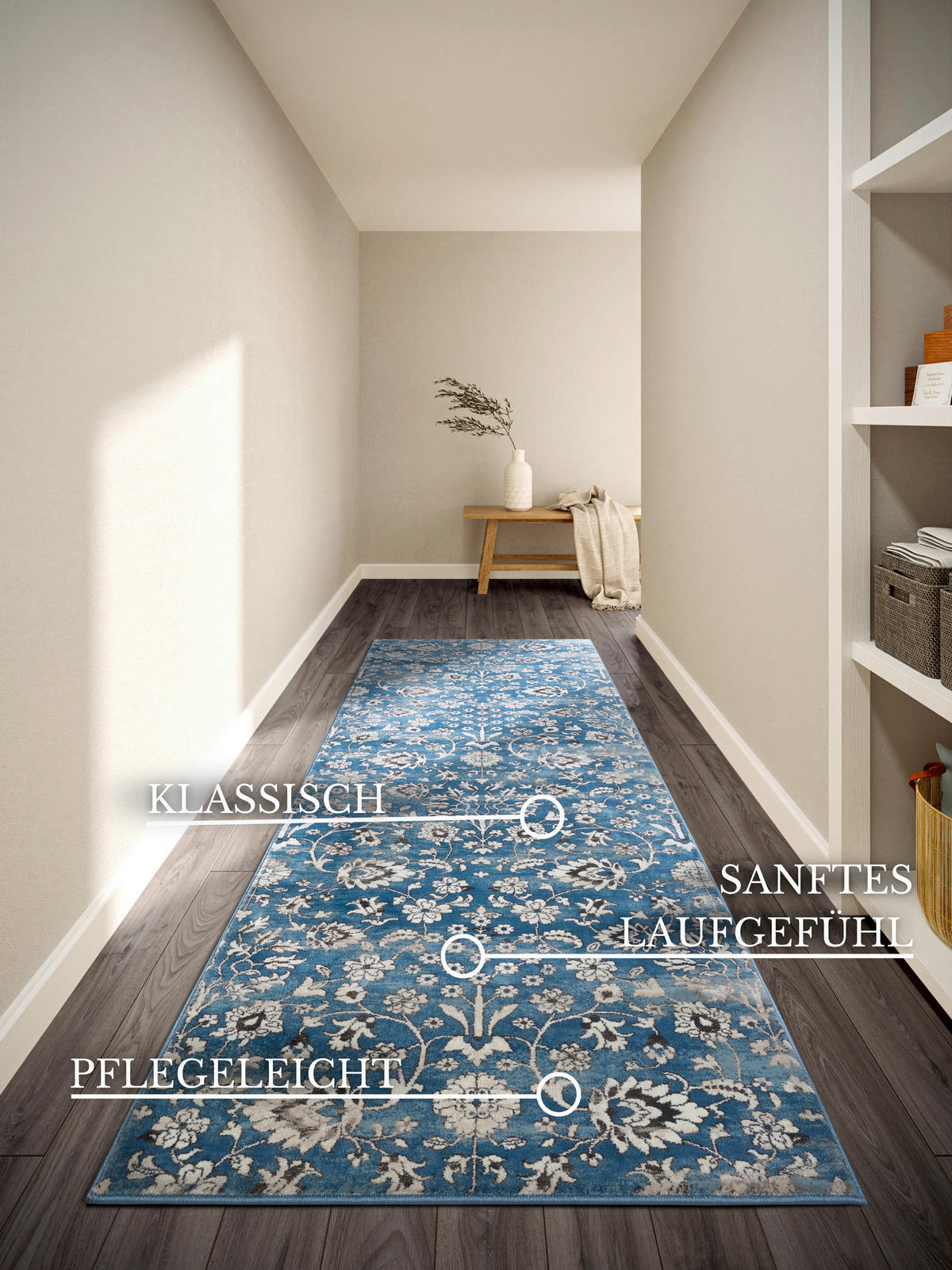 LÄUFER 80/240 cm Kollektion 1869 Blau, Creme  - Blau/Creme, Design, Kunststoff/Textil (80/240cm) - Villeroy & Boch
