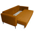 SCHLAFSOFA mit Liegefunktion, Rücken echt, haustierfreundlicher Bezug Cord Kupferfarben - Schwarz/Kupferfarben, KONVENTIONELL, Textil/Metall (222/93/98cm) - Carryhome