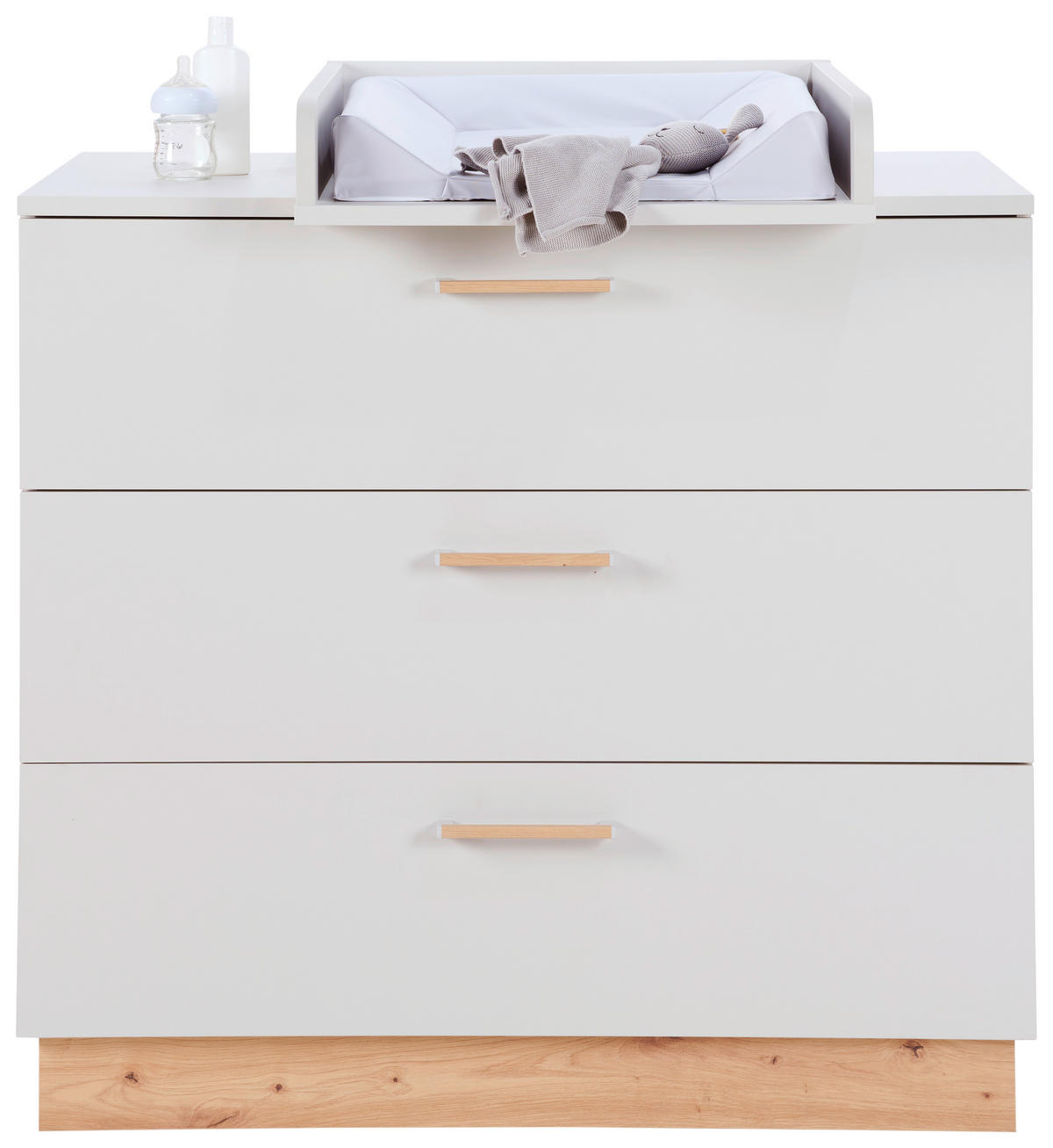 PREBAĽOVACIA KOMODA  - sivá/farba duba, Trend, kompozitné drevo/plast (100/101/77cm) - Jimmylee