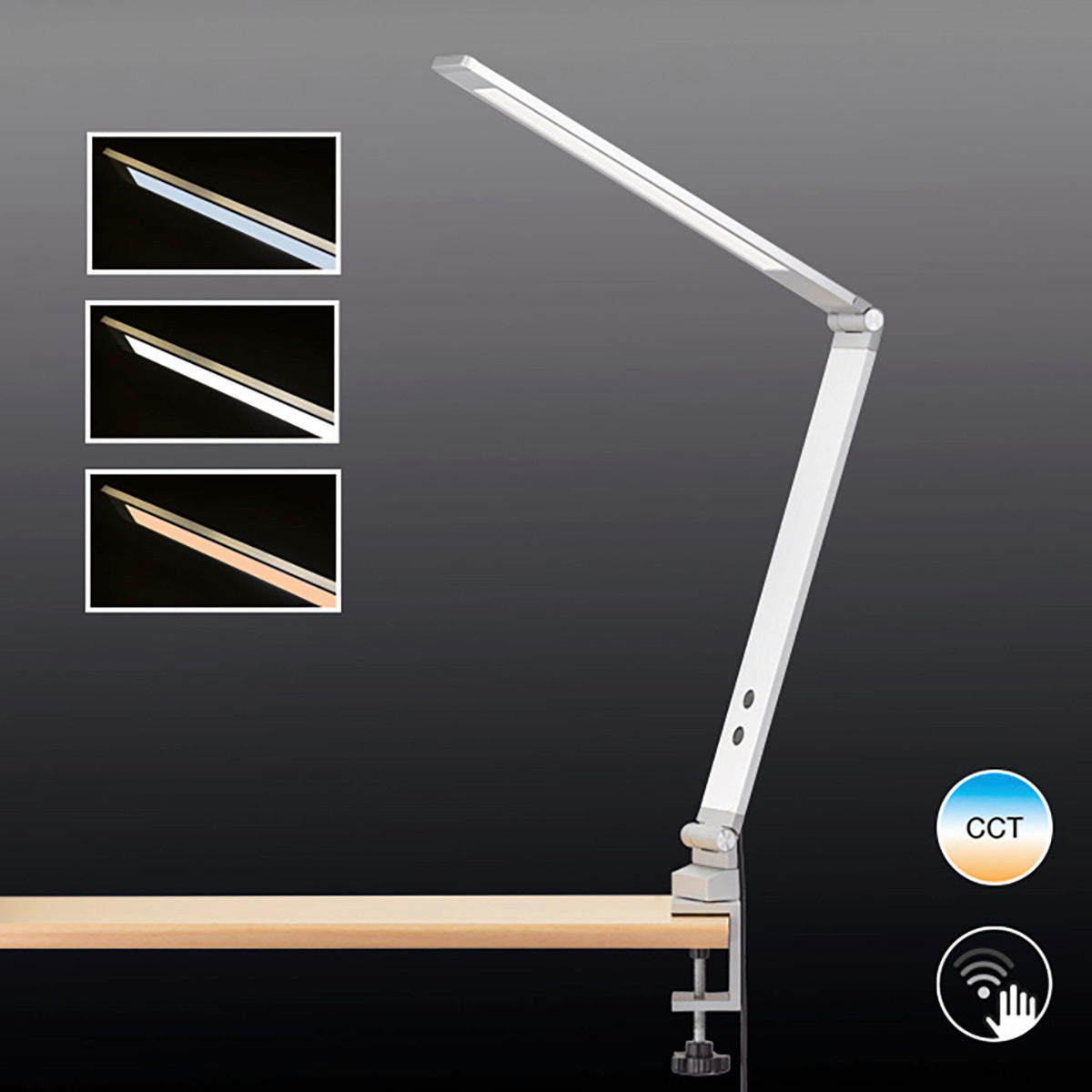 LED-KLEMMLEUCHTE 5/38 cm   - Hellgrau, Basics, Metall (5/38cm) - Fischer & Honsel