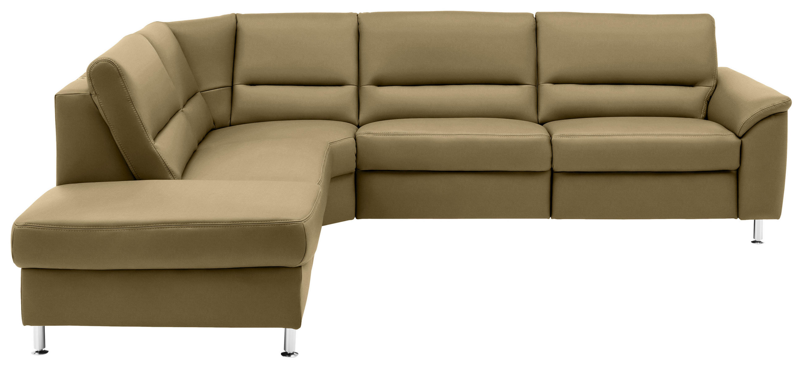 ECKSOFA in Echtleder Grün  249/290 cm  - Alufarben/Grün, Basics, Leder/Metall (249/290cm) - Beldomo Premium