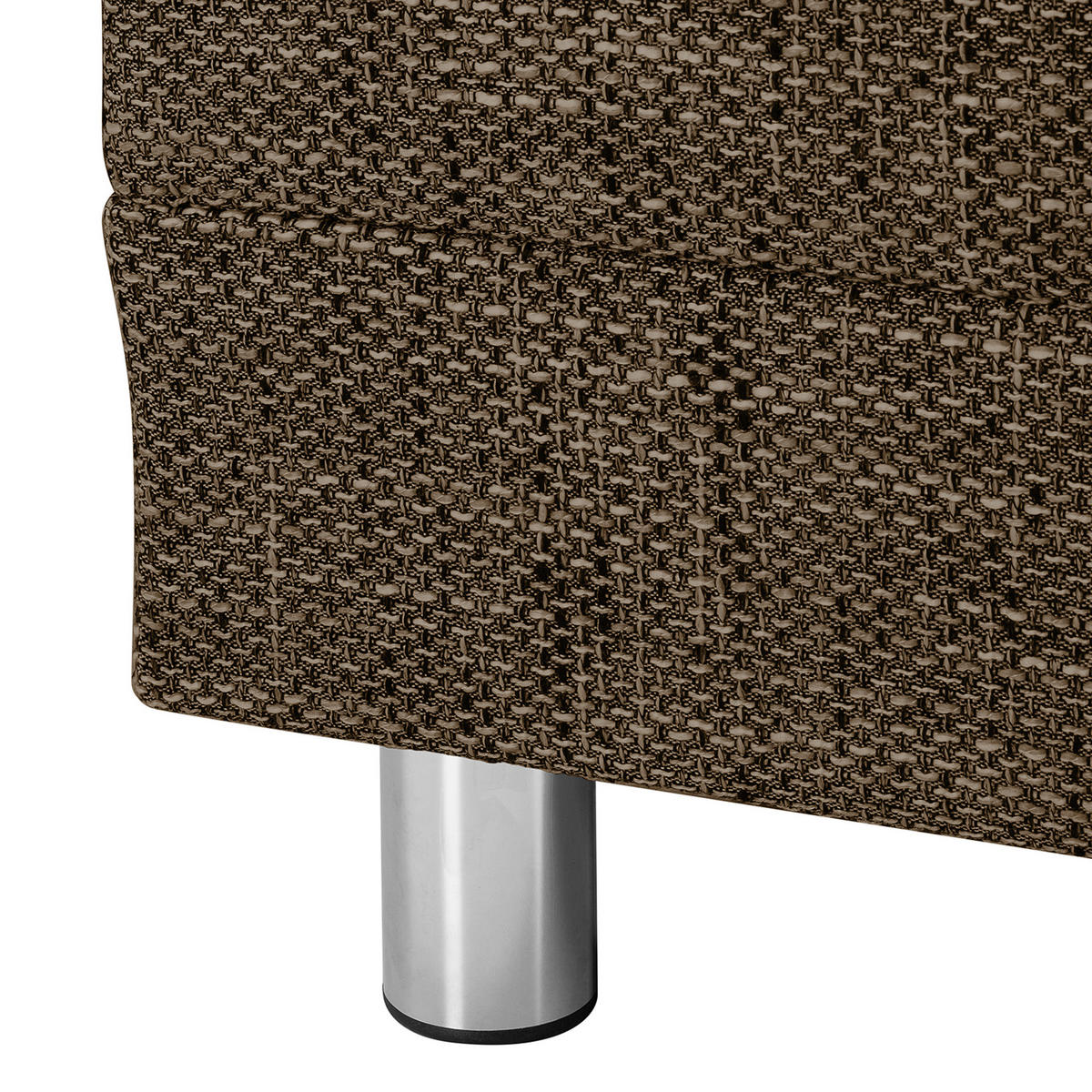 ECKSOFA Braun Struktur  - Chromfarben/Braun, Design, Textil/Metall (200/144cm) - MID.YOU