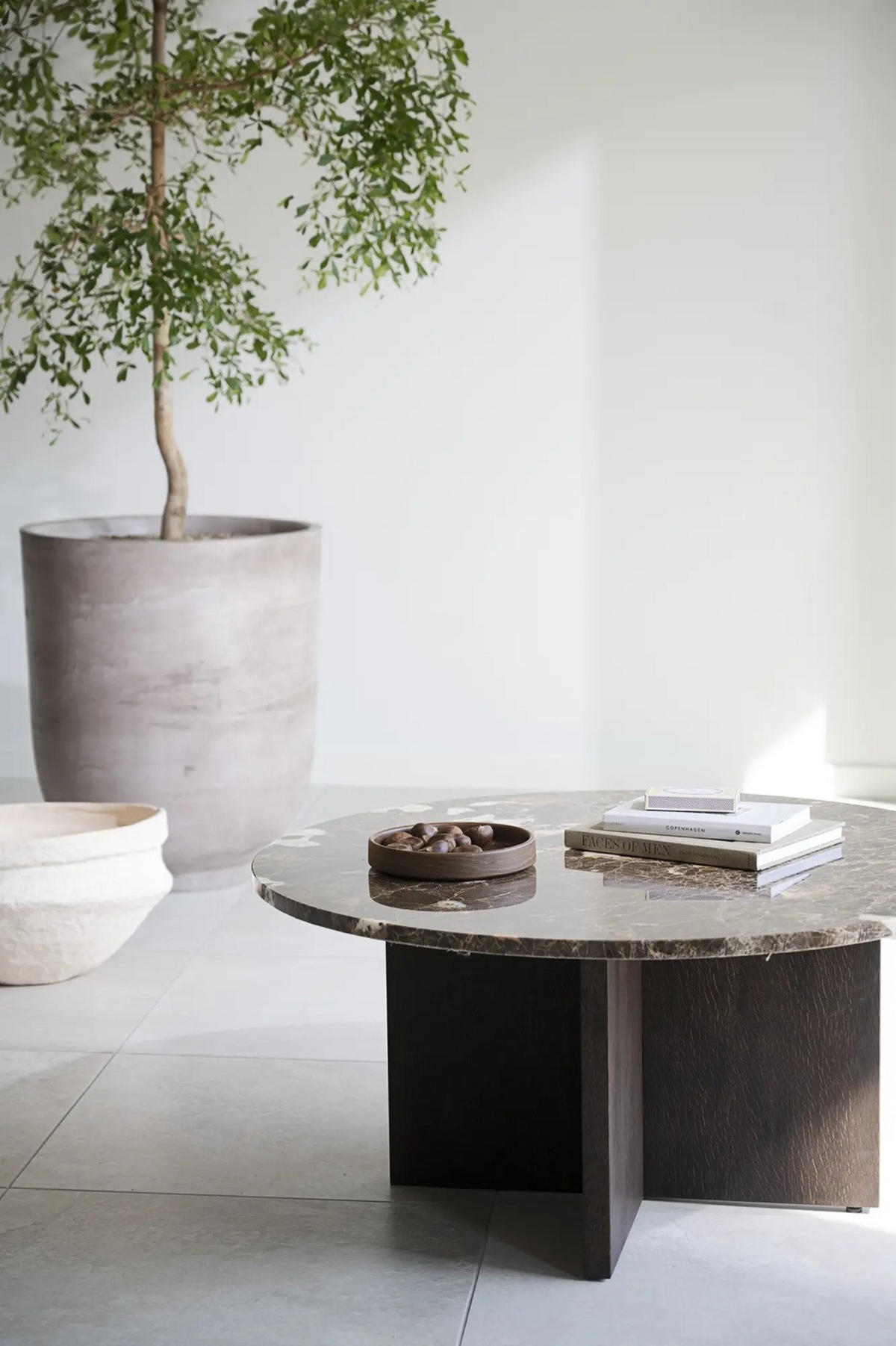 SOFFBORD i trä, sten 90/90/42 cm  - brun/mörkbrun, Klassisk, trä/sten (90/90/42cm) - Rowico