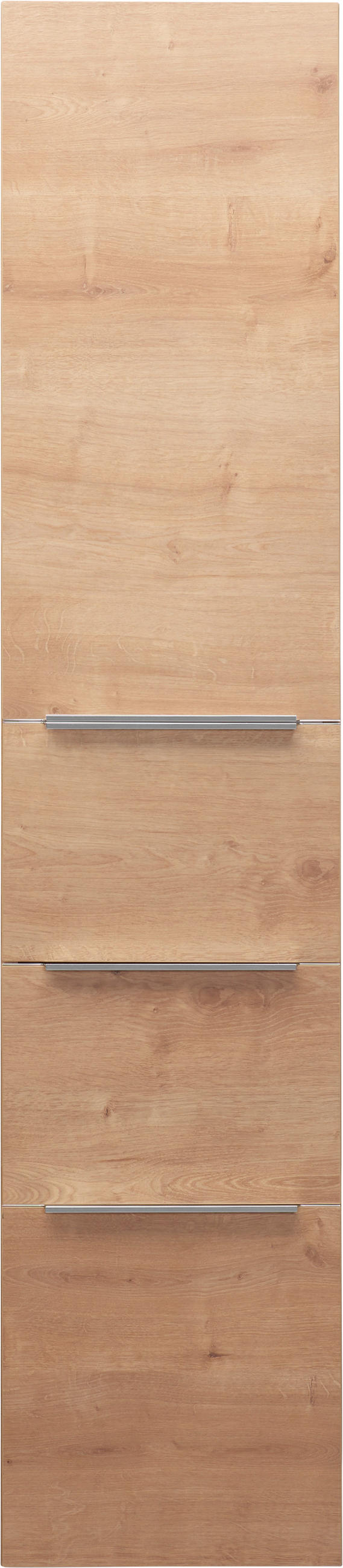 HOCHSCHRANK 35/162,5/37 cm  - Eichefarben/Alufarben, KONVENTIONELL, Glas/Holzwerkstoff (35/162,5/37cm) - Novel