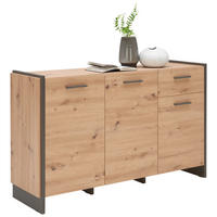 SIDEBOARD  in 141,8/86,01/41,3 cm  - Eichefarben/Grau, Trend, Holzwerkstoff/Kunststoff (141,8/86,01/41,3cm) - Hom`in