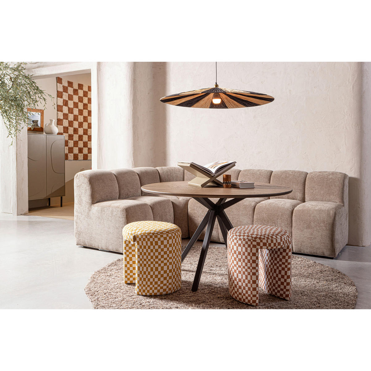 SITZBANK 164/83/73 cm gerippt Sandfarben Kunststoff  - Sandfarben/Schwarz, MODERN, Kunststoff/Textil (164/83/73cm) - Livetastic