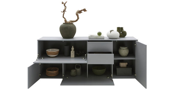 SIDEBOARD  in 184/74/41 cm  - Eichefarben/Schwarz, Design, Holzwerkstoff/Kunststoff (184/74/41cm) - Voleo