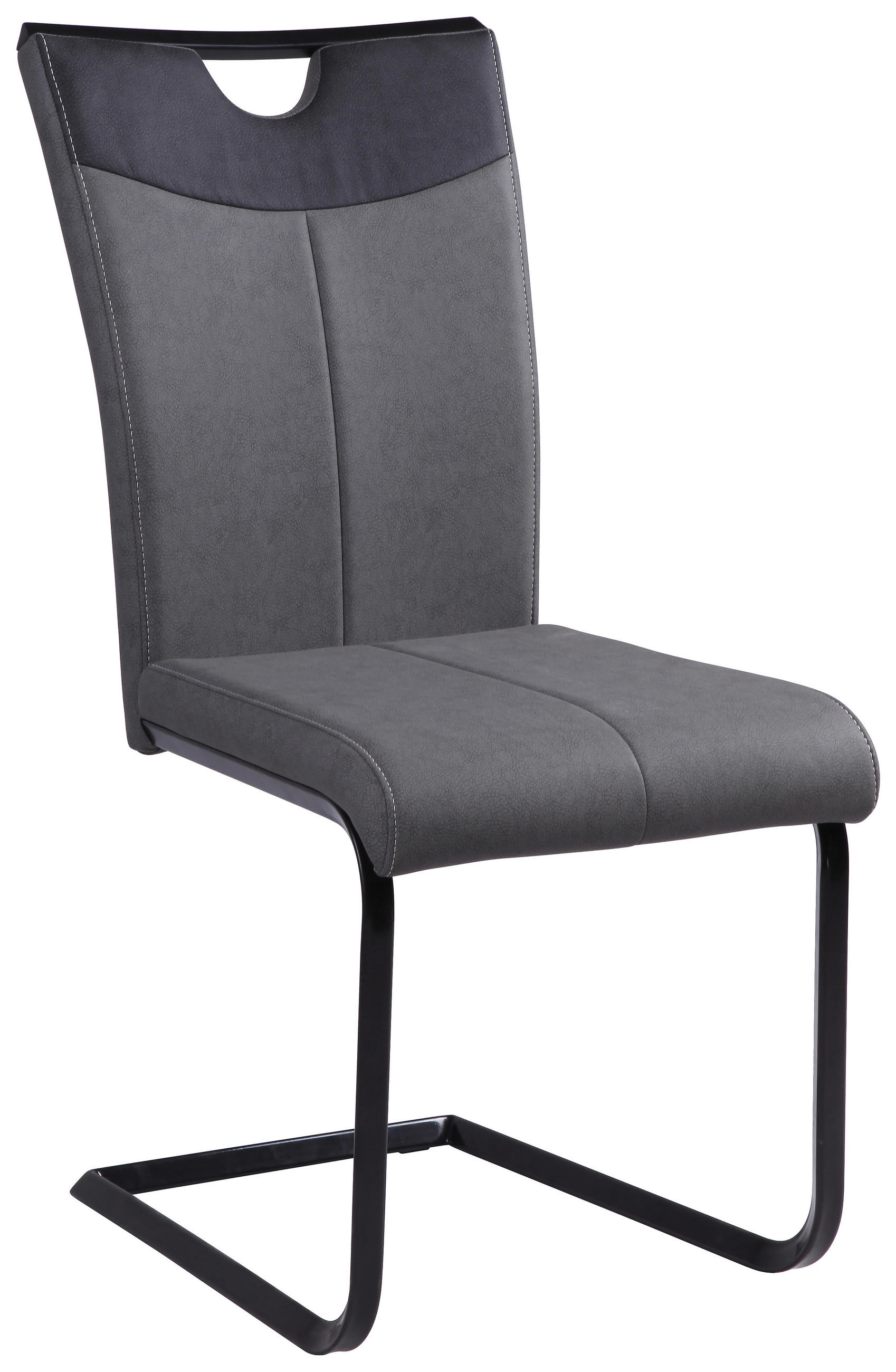 Schwingstuhl in Metall, Textil Anthrazit, Grau, Schwarz