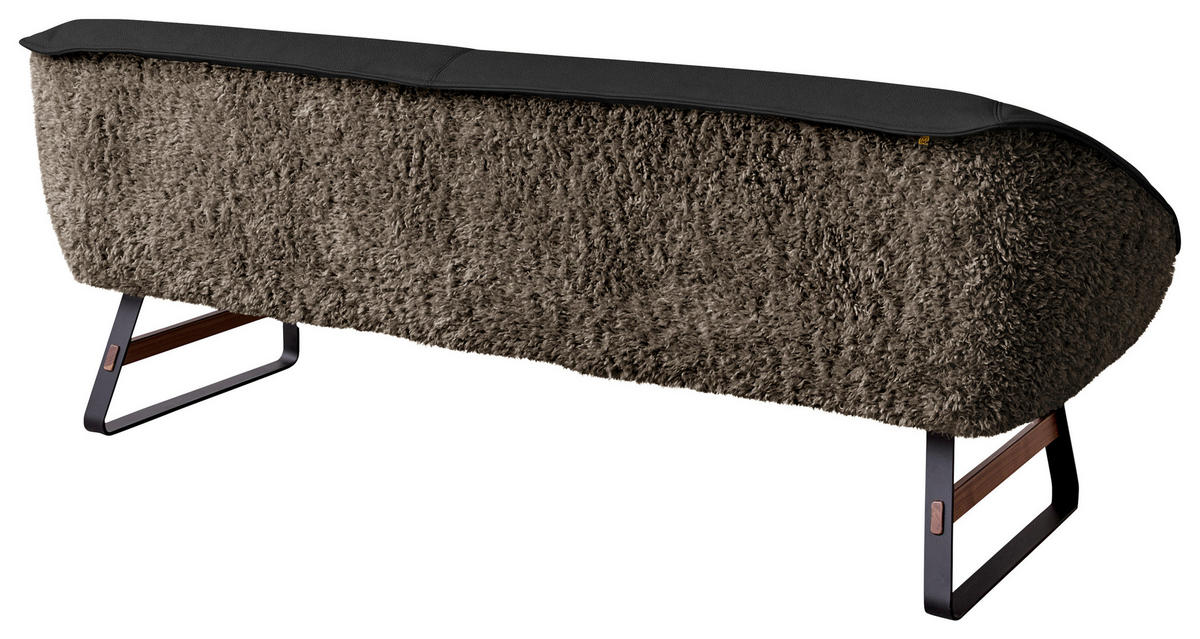 SITZBANK Textil, Leder Dunkelbraun  - Dunkelbraun/Schwarz, Design, Leder/Holz (229/88/80cm) - Koinor