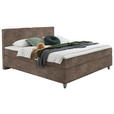 BOXSPRINGBETT 140/200 cm  in Taupe  - Taupe/Chromfarben, KONVENTIONELL, Kunststoff/Textil (140/200cm) - Hom`in