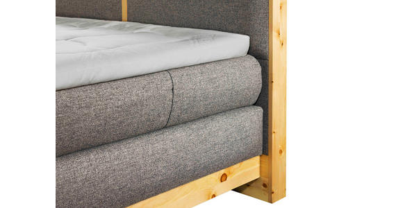 BOXSPRINGBETT 180/200 cm  in Zirbelkieferfarben, Hellgrau  - Zirbelkieferfarben/Hellgrau, Natur, Holz/Textil (180/200cm) - Linea Natura