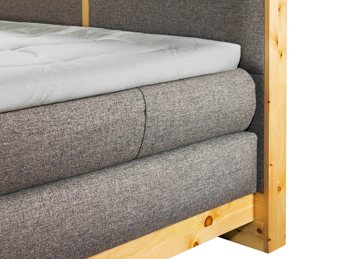 BOXSPRINGBETT 160/200 cm  in Zirbelkieferfarben, Hellgrau  - Zirbelkieferfarben/Hellgrau, Natur, Holz/Textil (160/200cm) - Linea Natura