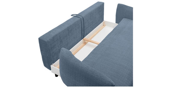SCHLAFSOFA mit Stoffauswahl, Liegefunktion, Schlafen auf Sitzhöhe, Rücken echt Chenille Blau - Blau/Schwarz, KONVENTIONELL, Textil/Metall (228/75/98cm) - Carryhome
