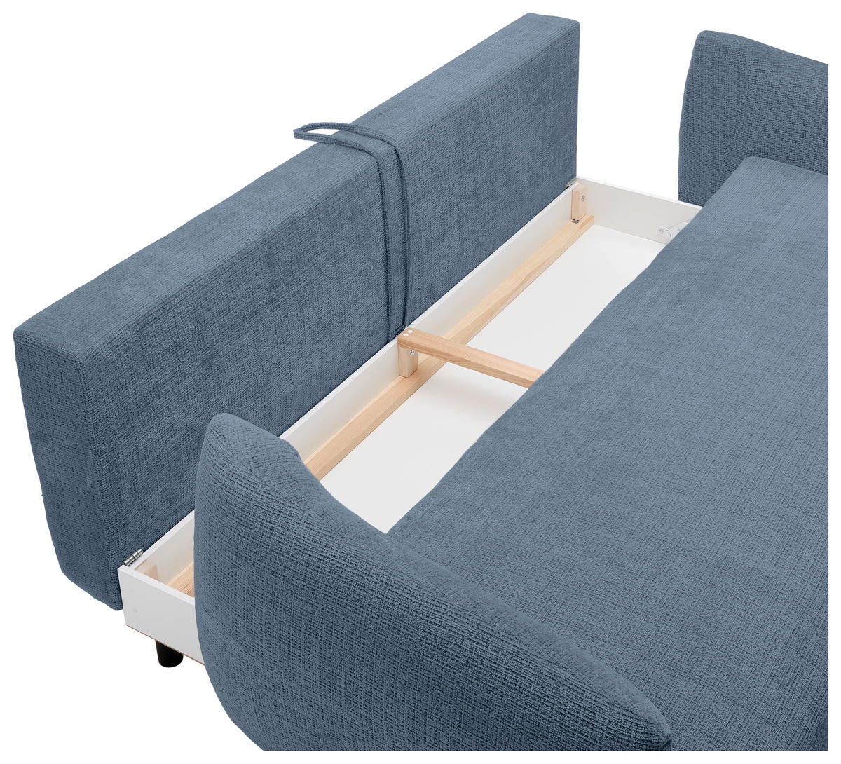 SCHLAFSOFA in Chenille Blau  - Blau/Schwarz, Konventionell, Textil/Metall (228/75/98cm) - Carryhome