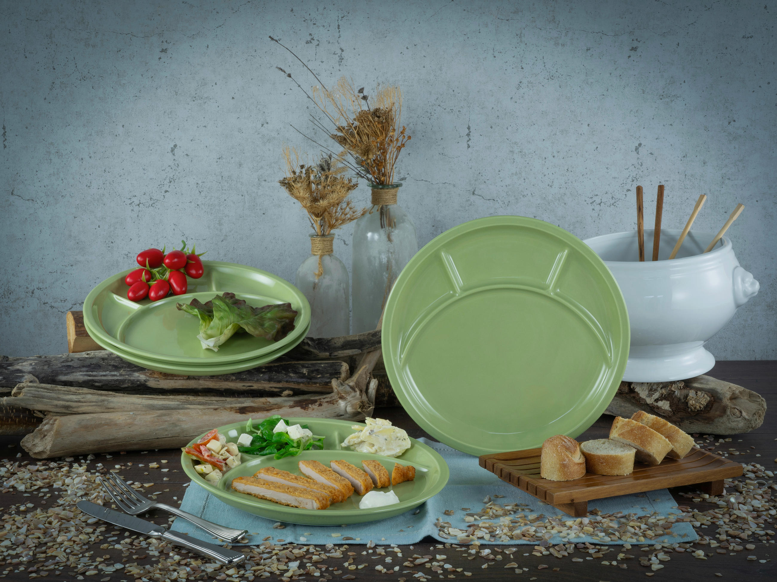 FONDUETELLER Universal  27 cm   - Grün, Basics, Keramik (27cm) - Creatable