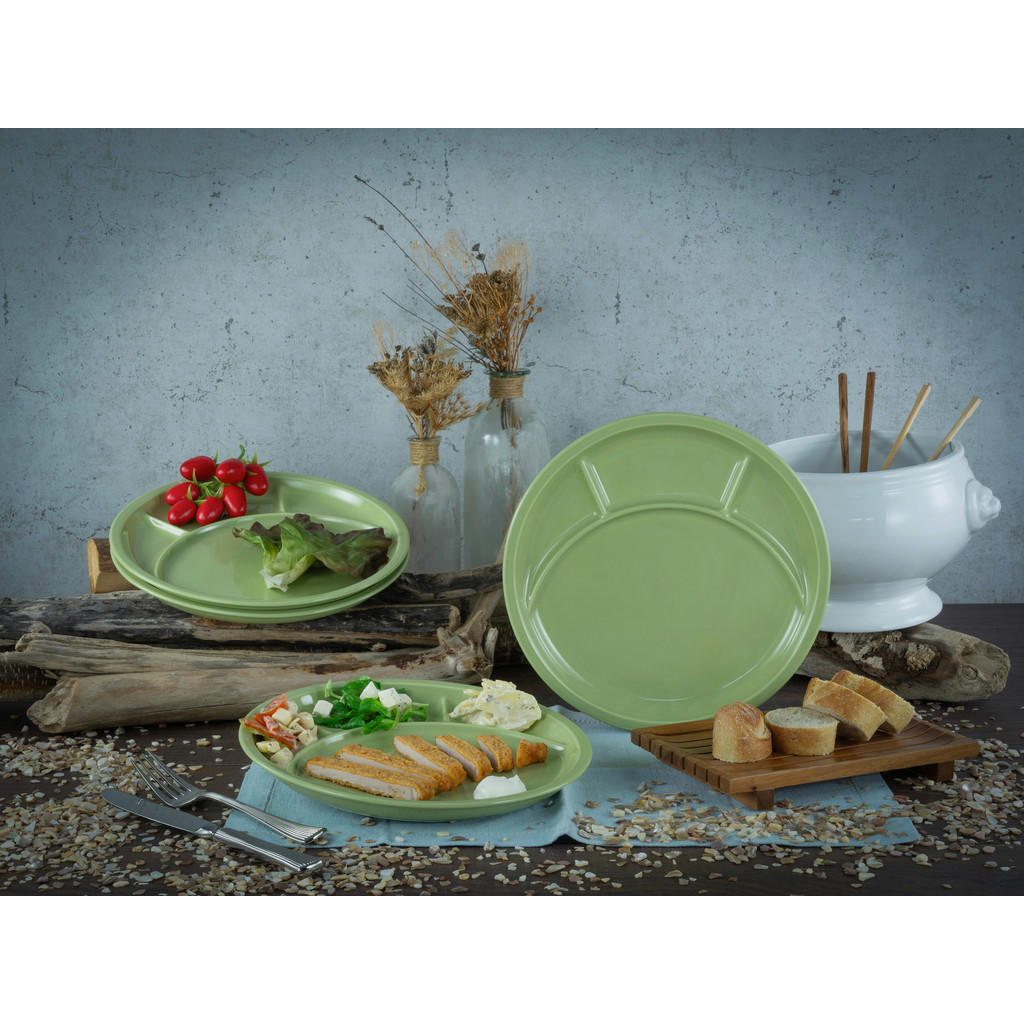 Thumbnail - Creatable Fondueteller Universal, Grün, Keramik, 4-teilig, rund, lebensmittelecht, stapelbar, Essen & Trinken, Geschirr,...