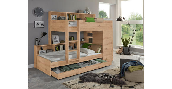 ETAGENBETT 90/200 cm Eiche Artisan  - Eiche Artisan, Design, Holzwerkstoff (90/200cm) - Xora