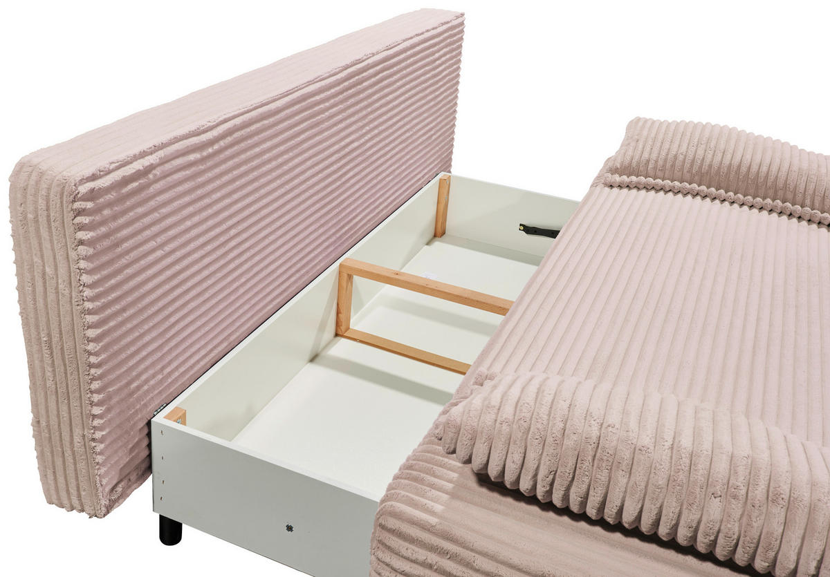 SCHLAFSOFA  mit Cord Rosa  - Schwarz/Rosa, KONVENTIONELL, Kunststoff/Textil (211/96/105cm) - Carryhome