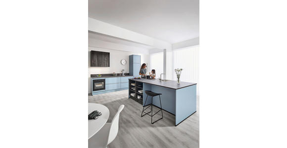 EINBAUKÜCHE   - Pastellblau, Design, Holzwerkstoff - Xora