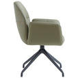 ARMLEHNSTUHL  Sitzfläche 360° drehbar, automatische Rückholfunktion  Echtleder  - Schwarz/Hellgrün, Design, Leder/Metall (62/89/63cm) - Dieter Knoll