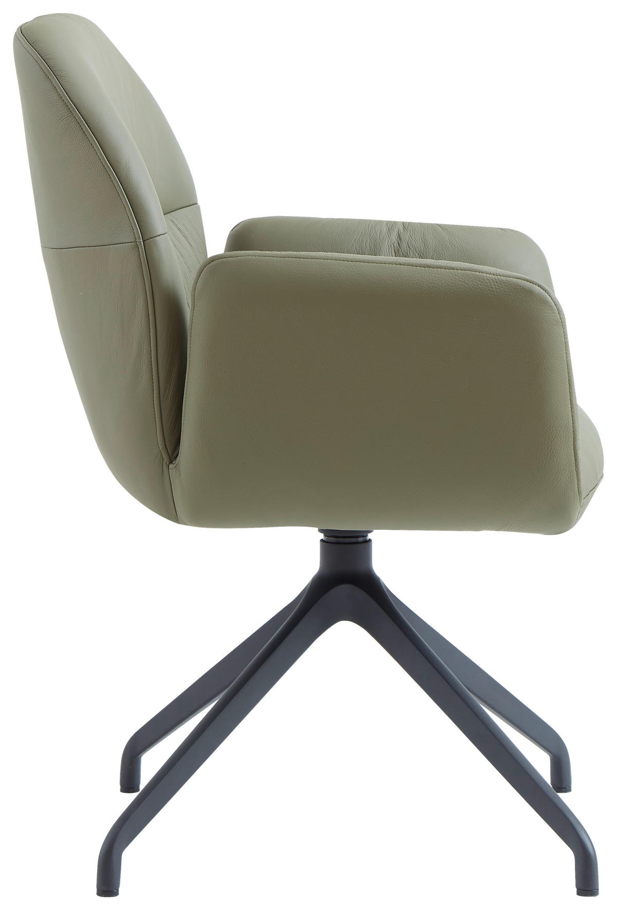ARMLEHNSTUHL  Sitzfläche 360° drehbar, automatische Rückholfunktion  Echtleder  - Schwarz/Hellgrün, Design, Leder/Metall (62/89/63cm) - Dieter Knoll
