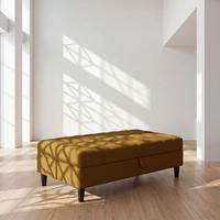 HOCKER PALERMO Webstoff, Leinenoptik Currygelb  - Currygelb/Schwarz, Basics, Kunststoff/Textil (130/43/69cm) - Livetastic