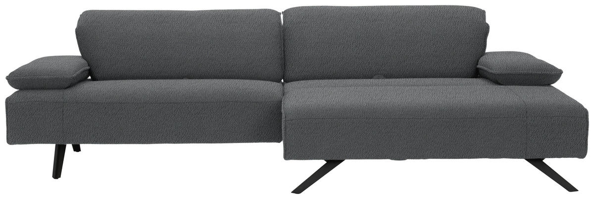 ECKSOFA in Flachgewebe Grau  280/164 cm  - Anthrazit/Grau, Design, Textil/Metall (280/164cm) - Johann Jakob