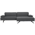 ECKSOFA in Flachgewebe Grau  - Anthrazit/Grau, Design, Textil/Metall (280/164cm) - Ambiente