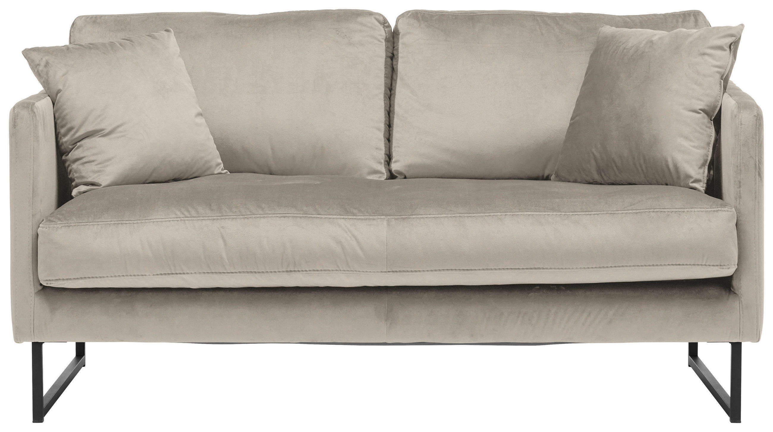 2-SITZER-SOFA Samt Taupe  - Taupe/Schwarz, Design, Textil/Metall (150/78/84cm) - Carryhome